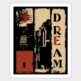 🖼️ DREAM – Surreal Vertical Typography Poster Sticker